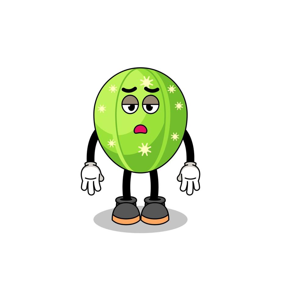 cactus cartoon with fatigue gesture vector