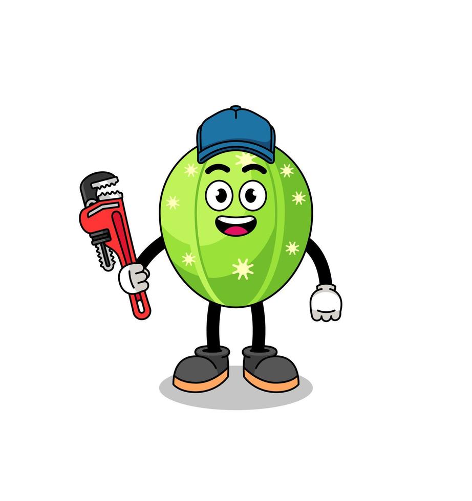 cactus illustration cartoon as a plumber vector