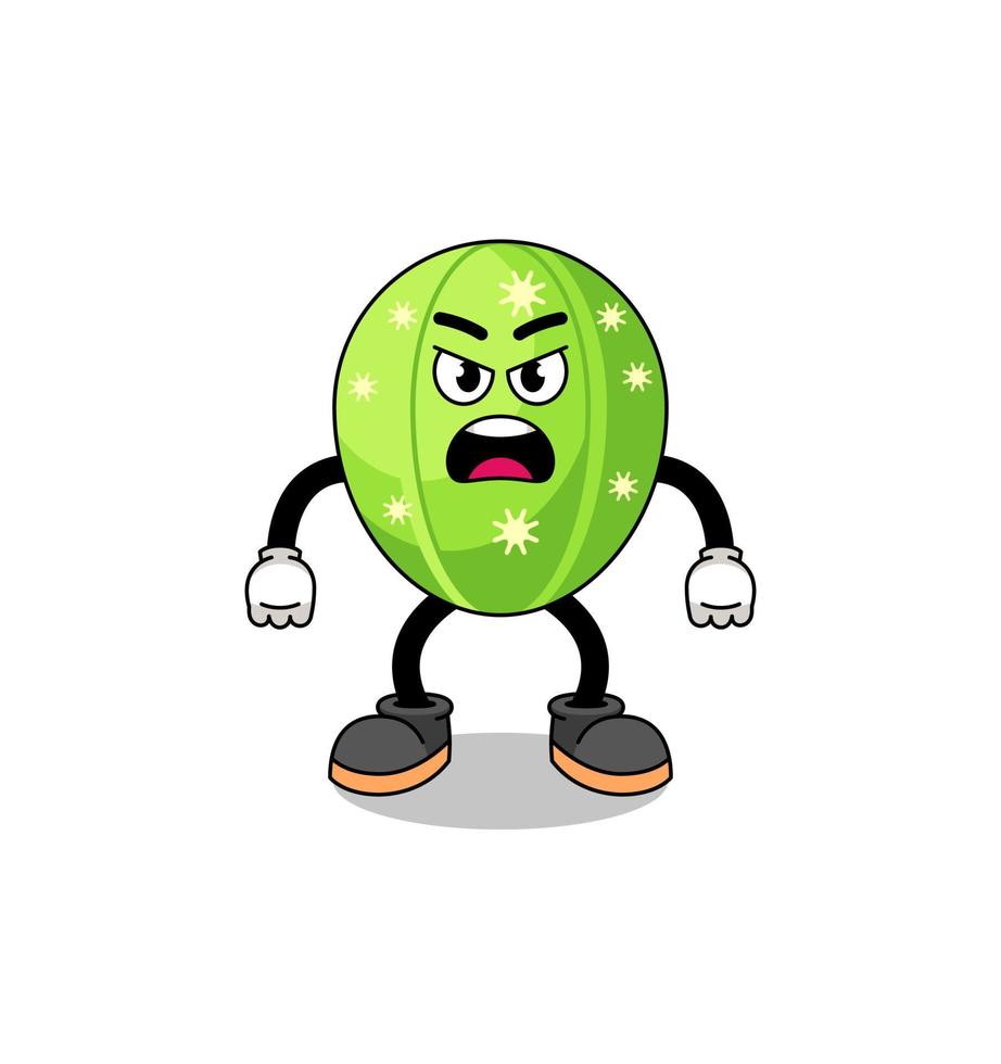 cactus cartoon illustration with angry expression vector
