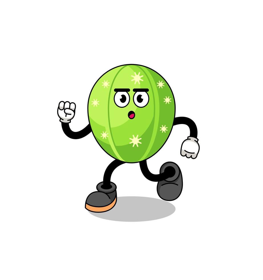 running cactus mascot illustration vector