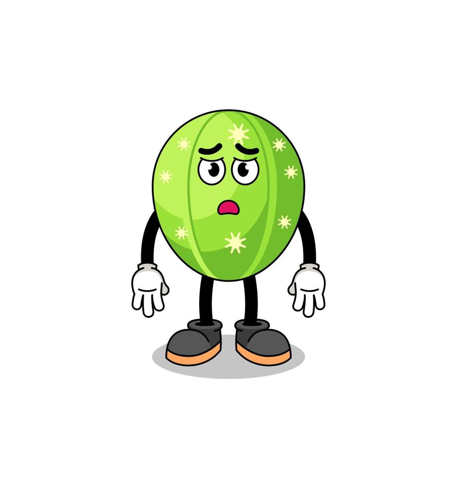 cactus cartoon illustration with sad face vector