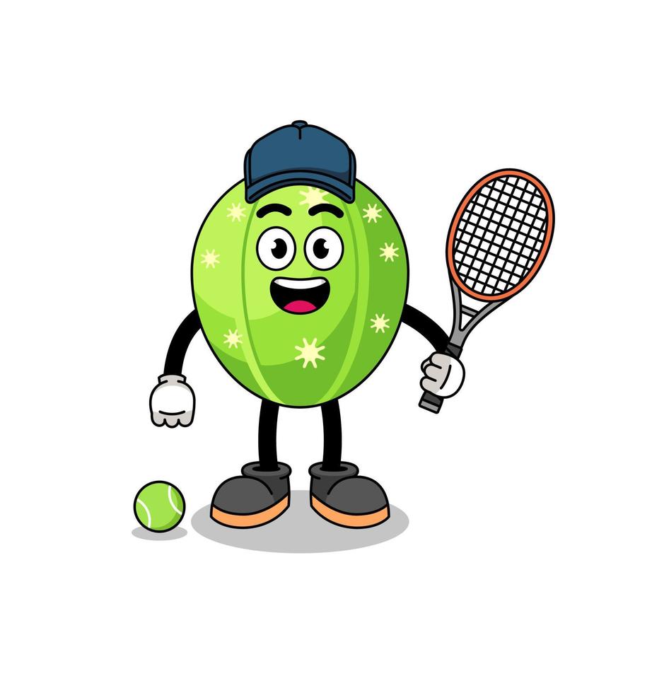 cactus illustration as a tennis player vector