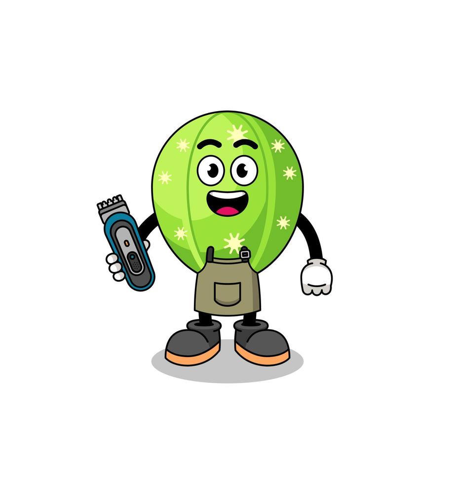 Cartoon Illustration of cactus as a barber man vector