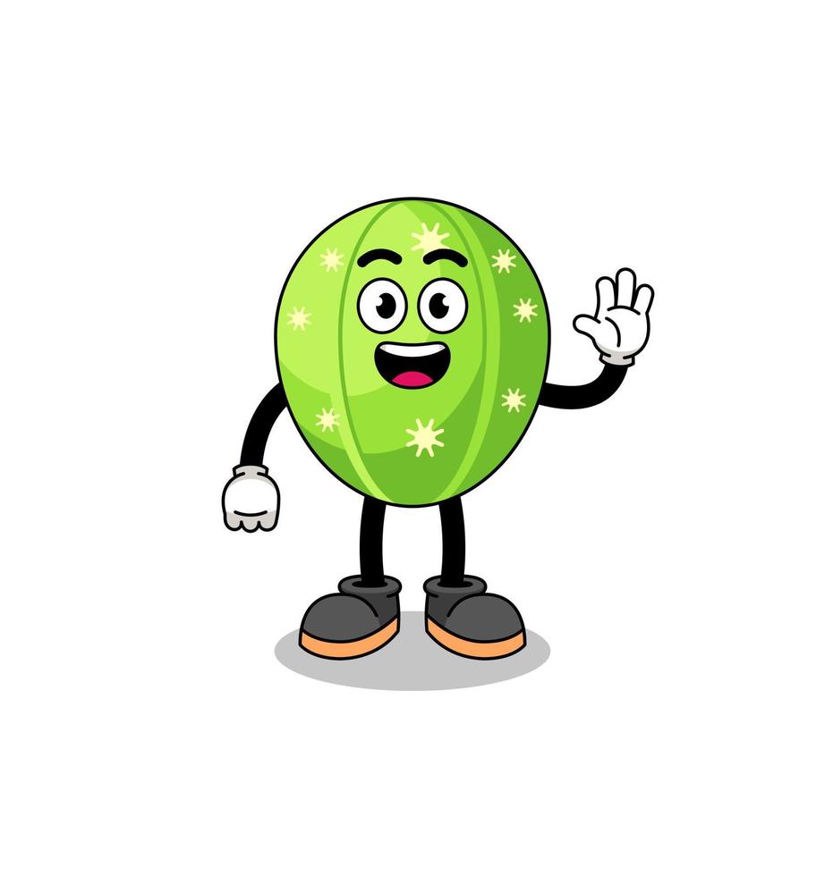 cactus cartoon doing wave hand gesture vector