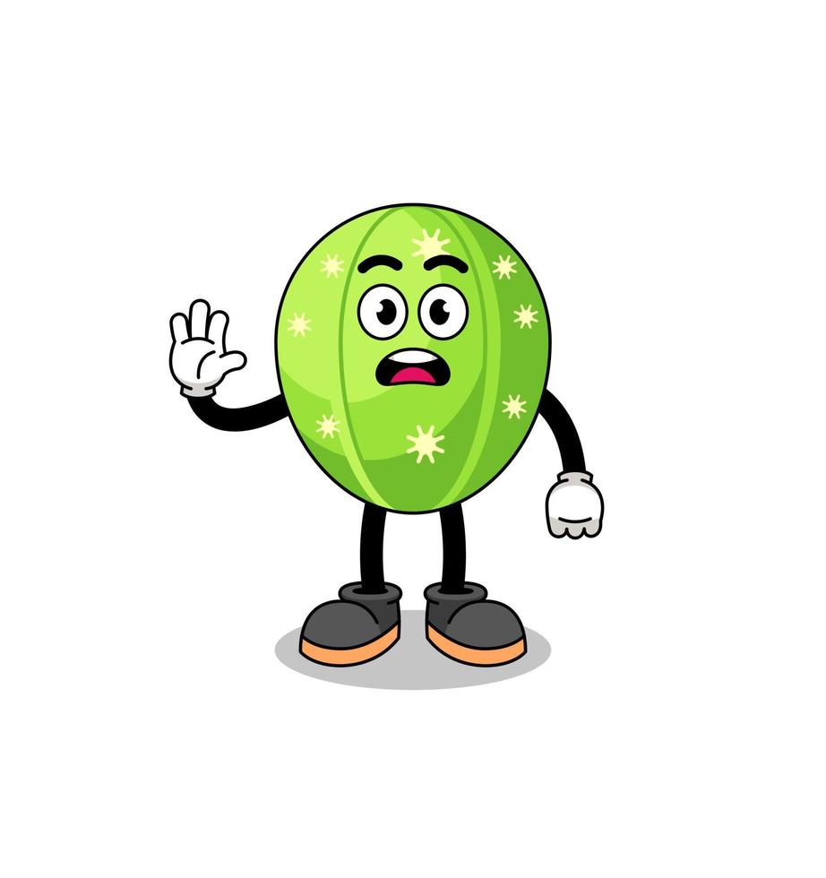 cactus cartoon illustration doing stop hand vector