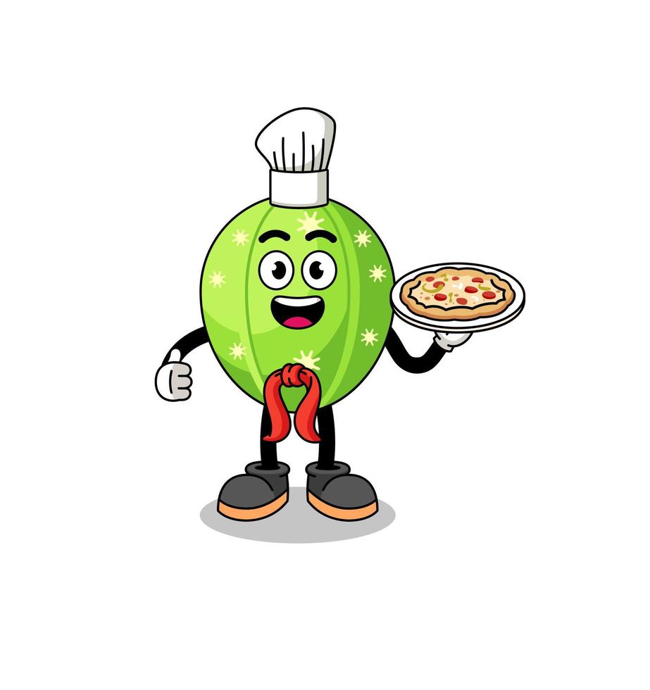 Illustration of cactus as an italian chef vector