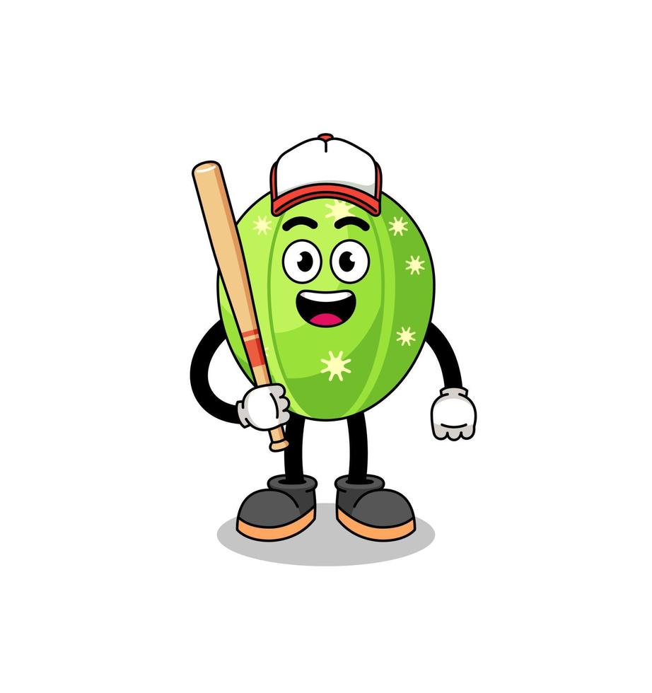 caricatura de mascota de cactus como jugador de béisbol vector