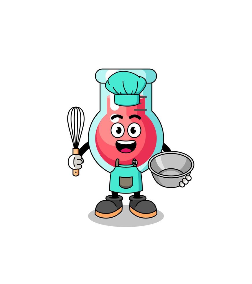 Illustration of laboratory beaker as a bakery chef vector