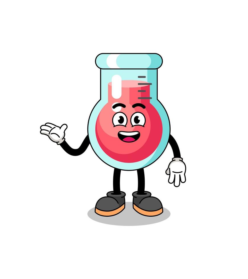 laboratory beaker cartoon with welcome pose vector