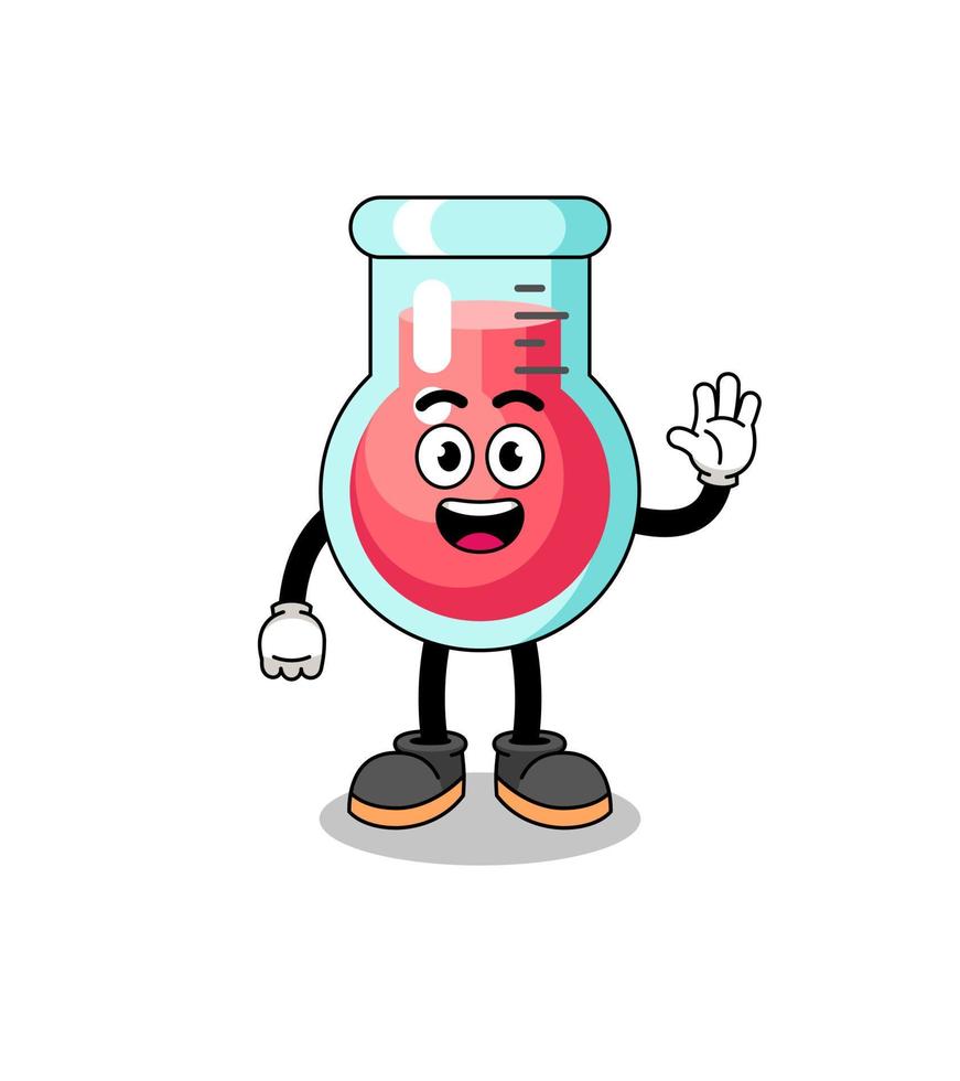 laboratory beaker cartoon doing wave hand gesture vector
