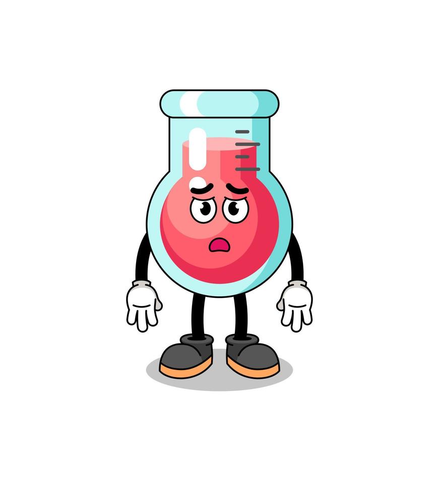 laboratory beaker cartoon illustration with sad face vector