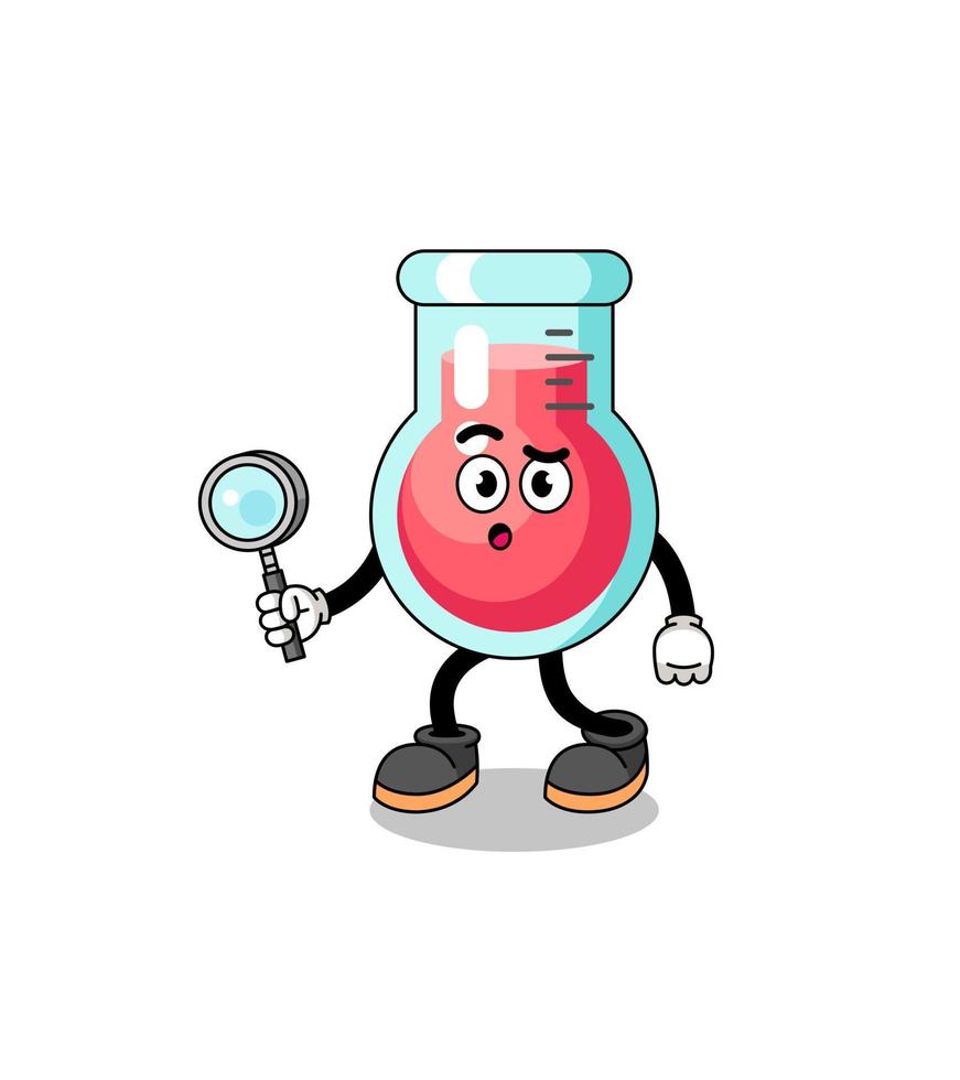 Mascot of laboratory beaker searching vector
