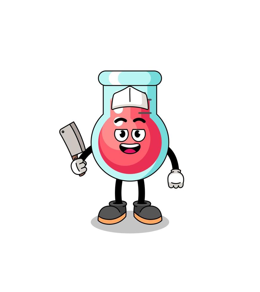 Mascot of laboratory beaker as a butcher vector