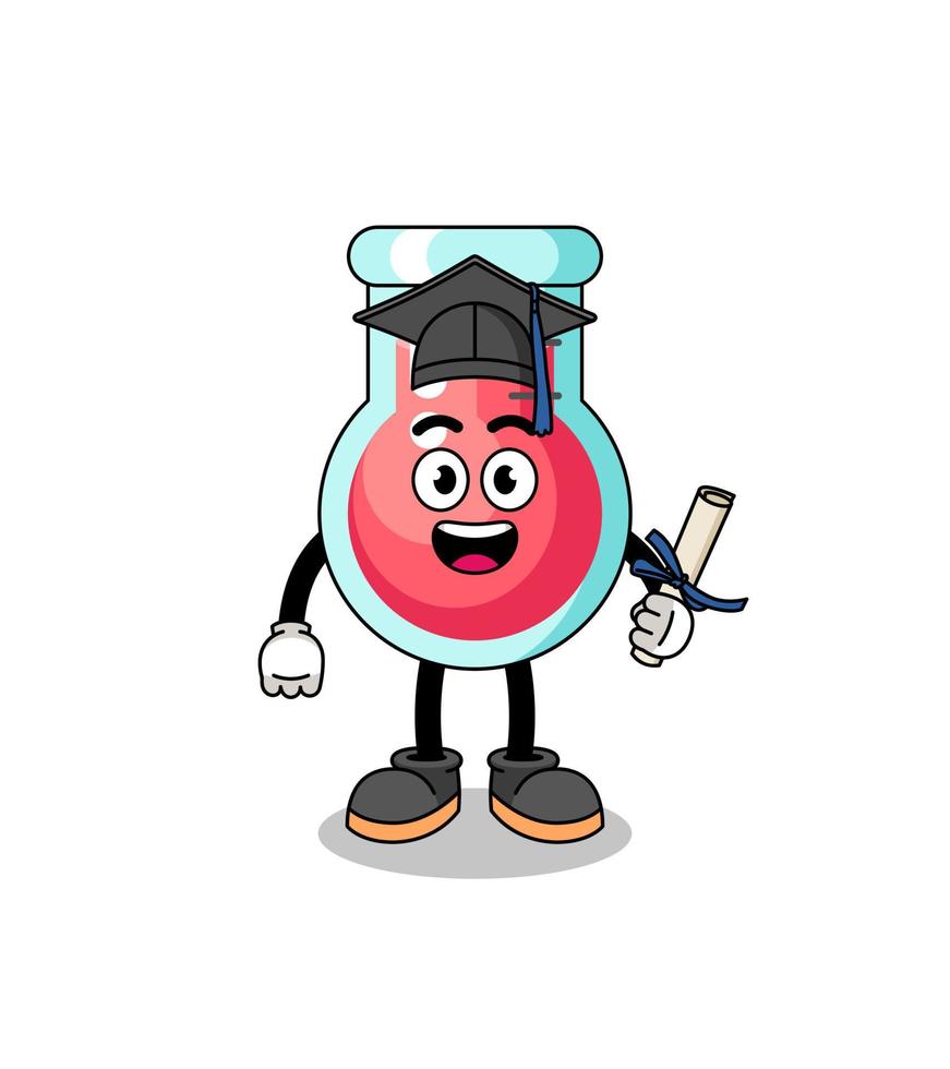 laboratory beaker mascot with graduation pose vector