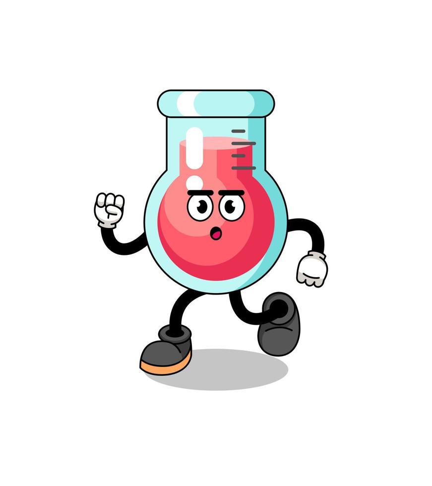 ilustración de mascota de vaso de laboratorio en ejecución vector