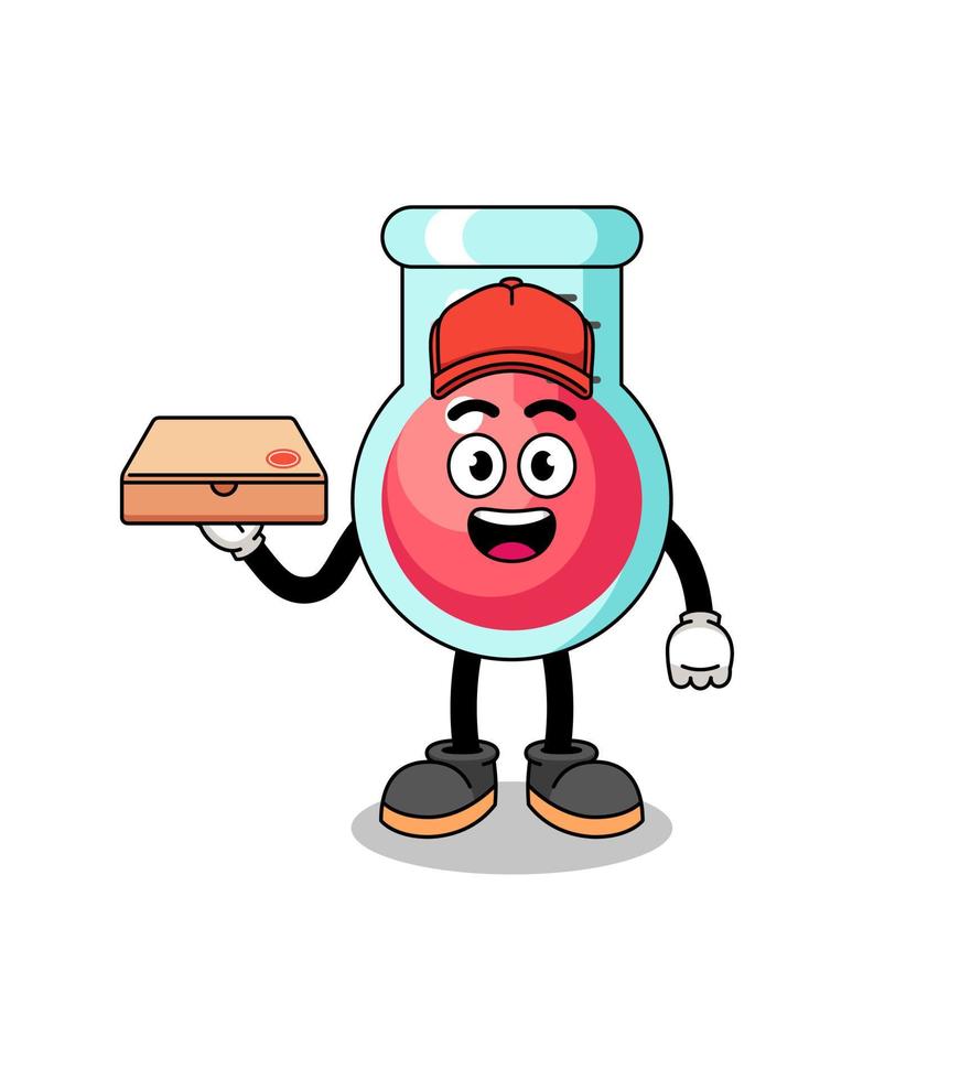 laboratory beaker illustration as a pizza deliveryman vector