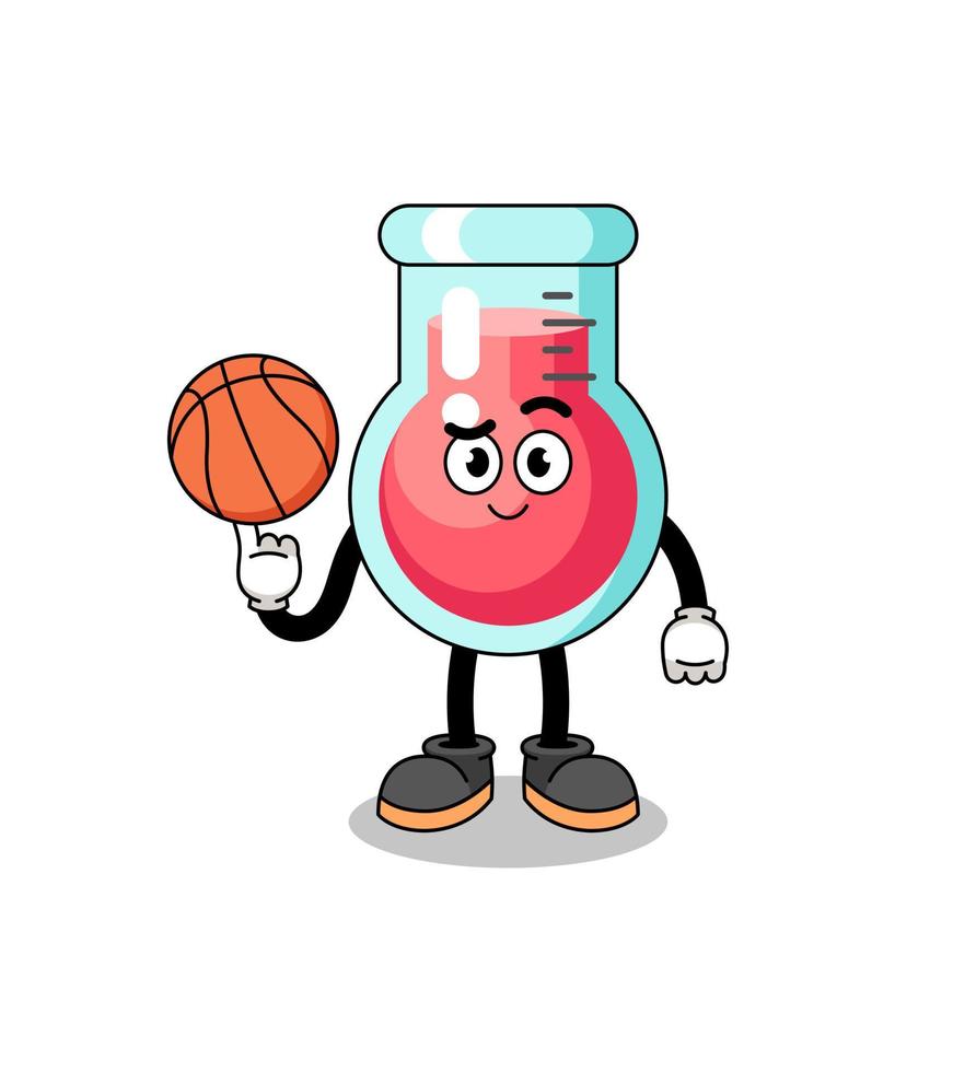 ilustración de vaso de laboratorio como jugador de baloncesto vector