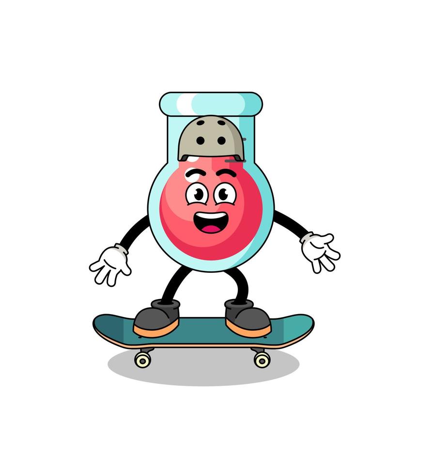 laboratory beaker mascot playing a skateboard vector