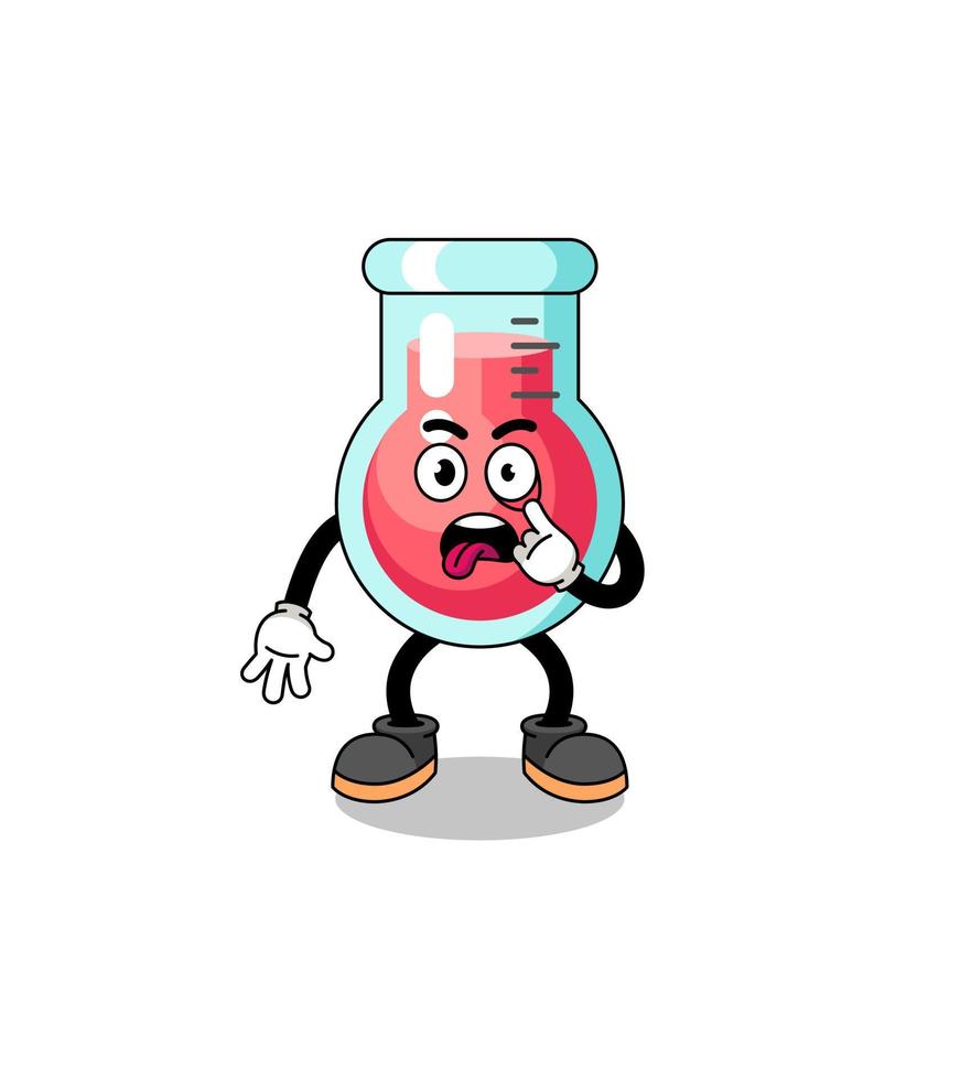 Character Illustration of laboratory beaker with tongue sticking out vector