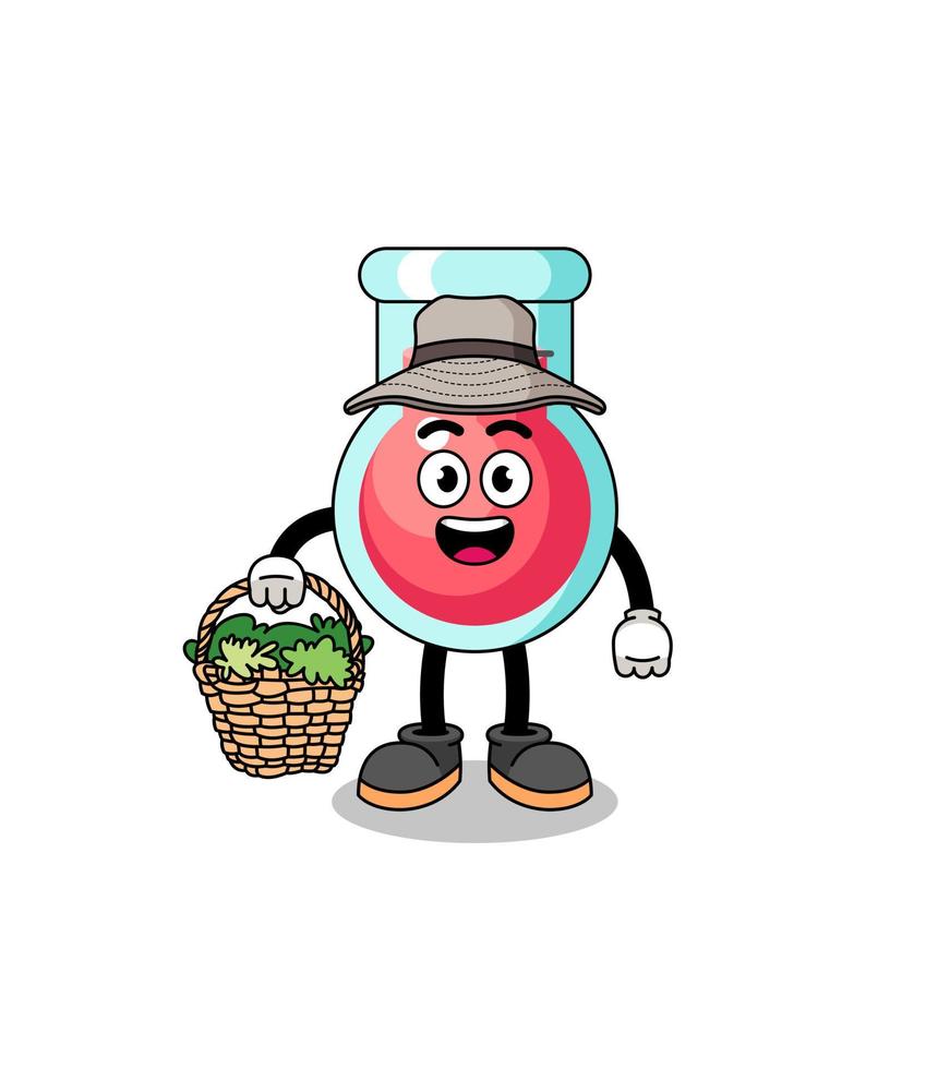 Character Illustration of laboratory beaker as a herbalist vector