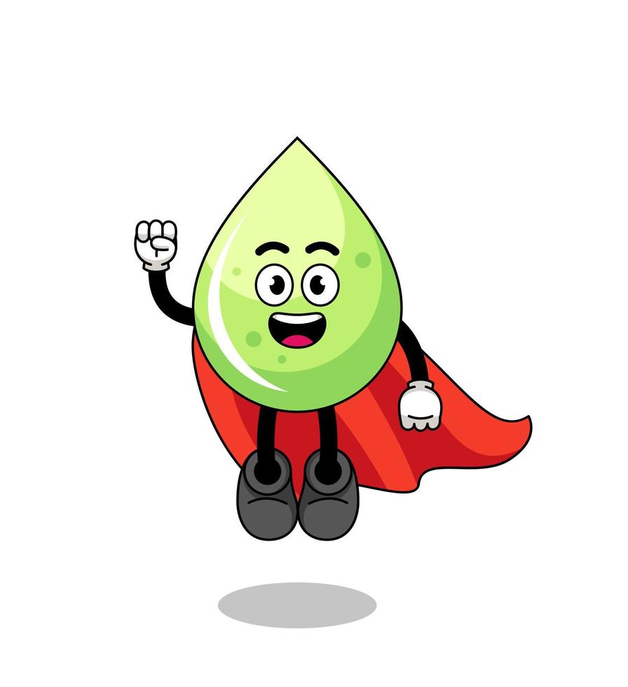 dibujos animados de jugo de melón con superhéroe volador vector