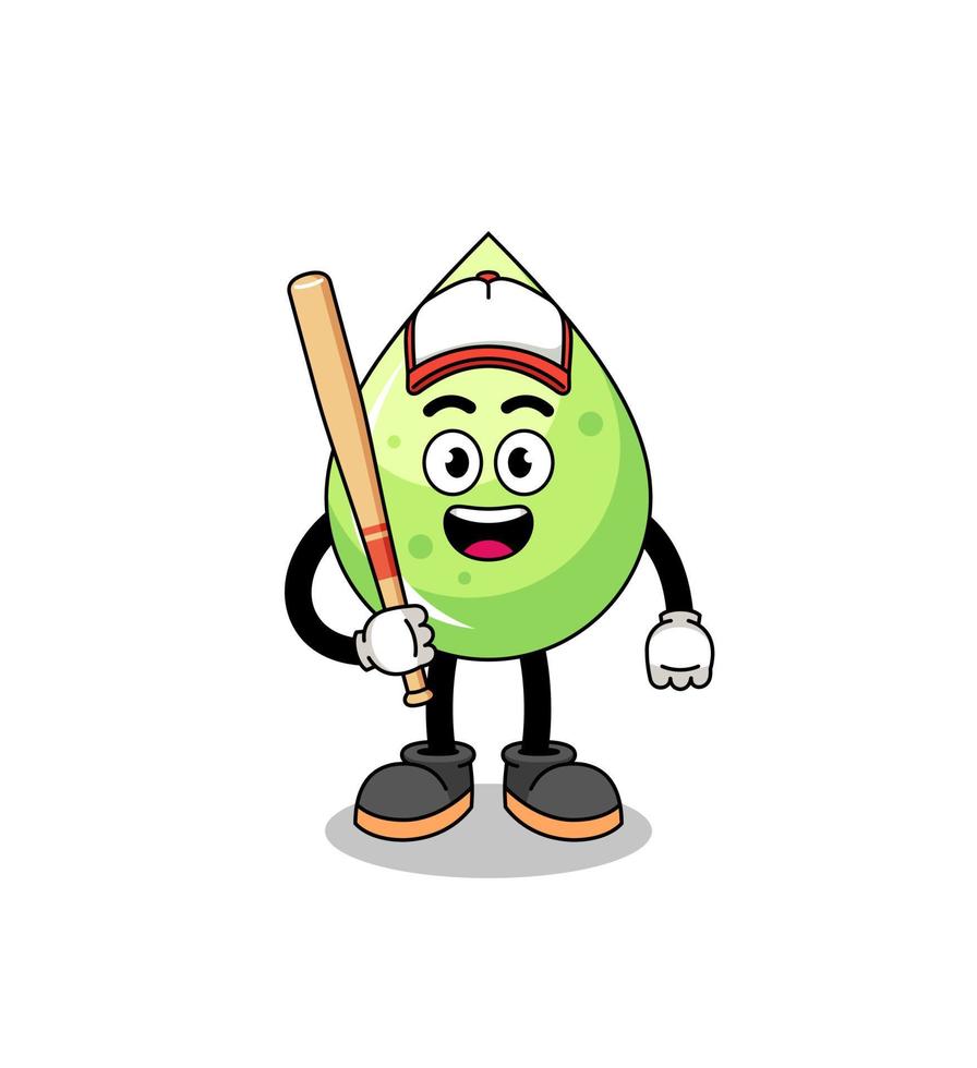 caricatura de mascota de jugo de melón como jugador de béisbol vector