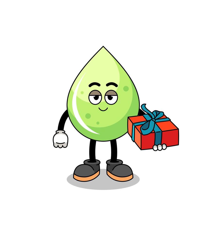 melon juice mascot illustration giving a gift vector