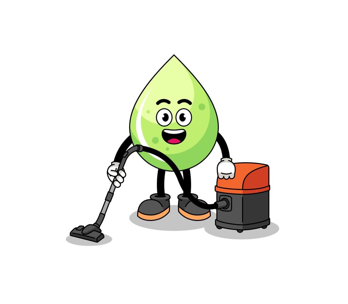 mascota del personaje de jugo de melón con aspiradora vector