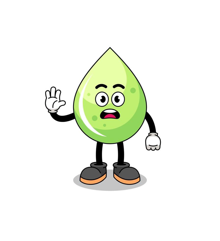 ilustración de dibujos animados de jugo de melón haciendo stop mano vector