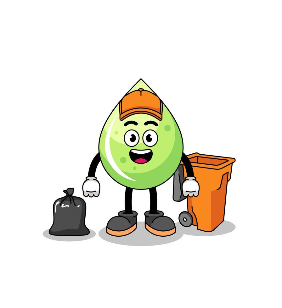 ilustración de dibujos animados de jugo de melón como recolector de basura vector