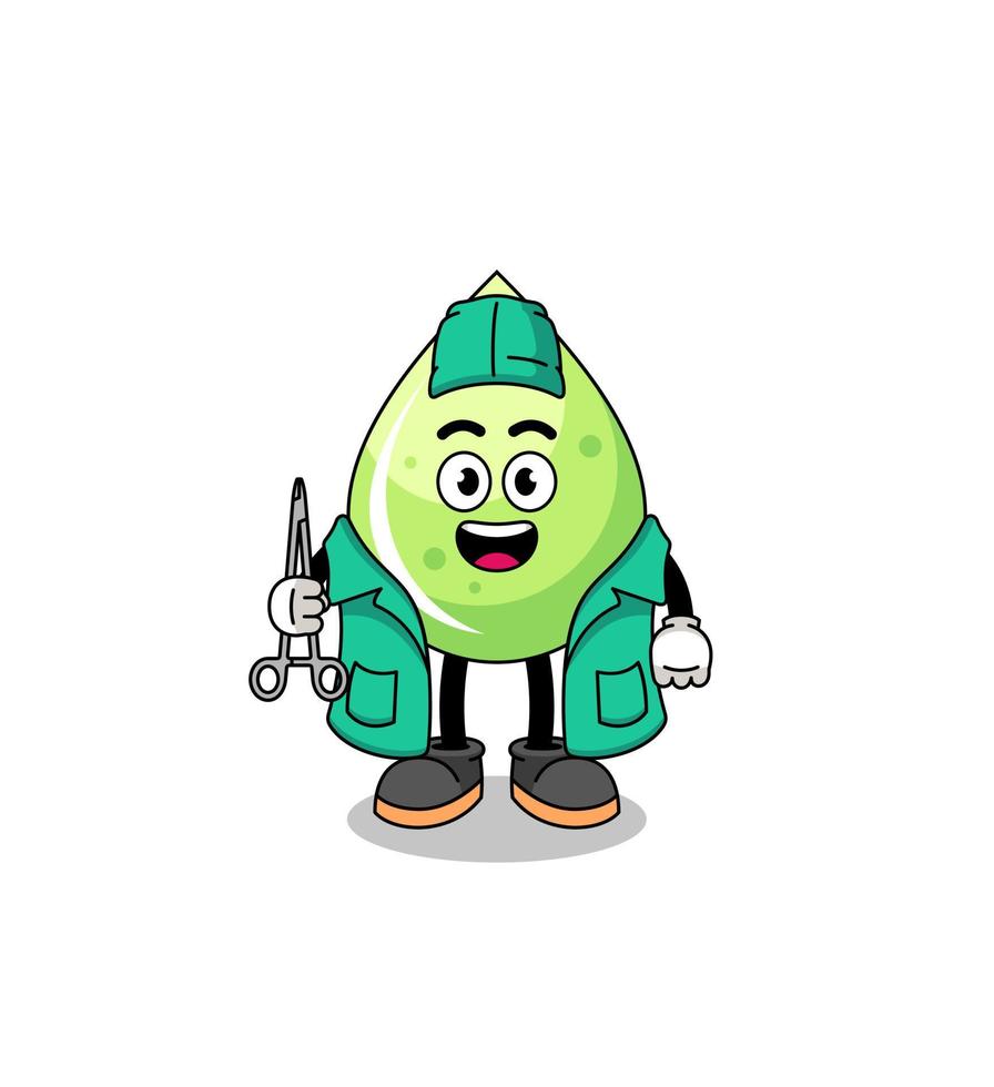 ilustración de la mascota del jugo de melón como cirujano vector