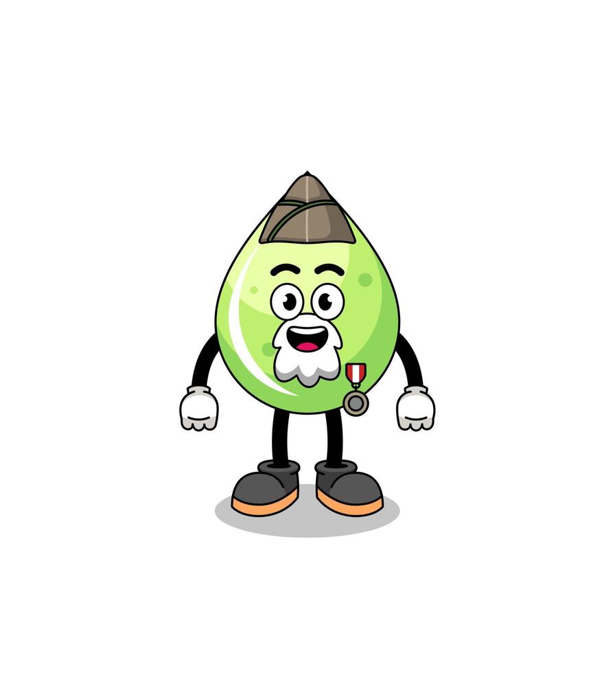 Character cartoon of melon juice as a veteran vector