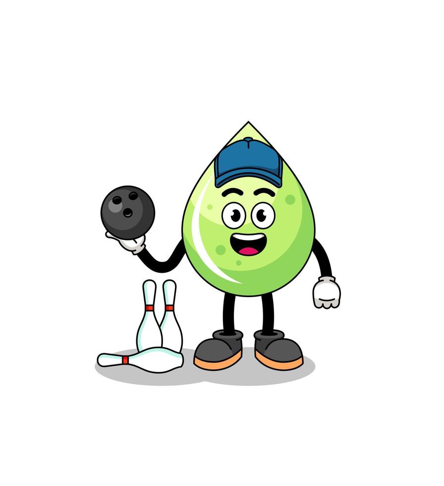 mascota de jugo de melón como jugador de bolos vector