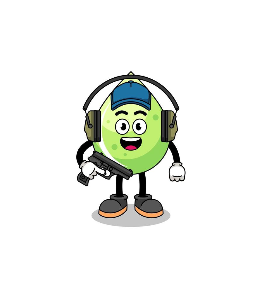 Character mascot of melon juice doing shooting range vector