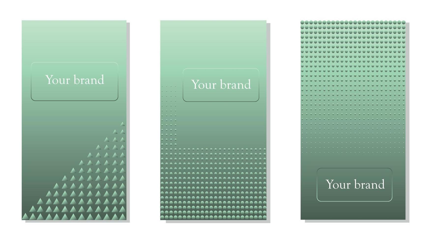 Three abstract green cover designs on a white background. Infographic layout. Advertising poster. Business flyer advertising design template. Brochure layout template background. vector