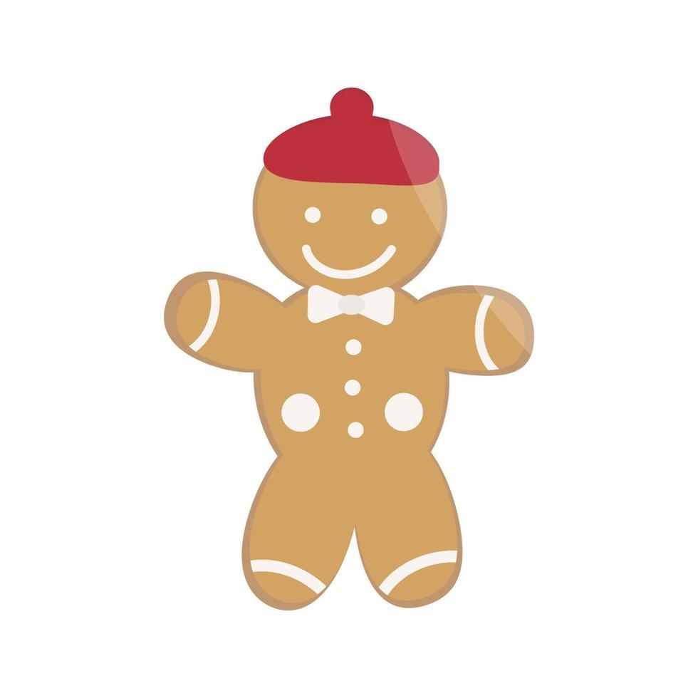 Gingerbread man in a red cap and with a cute smile vector