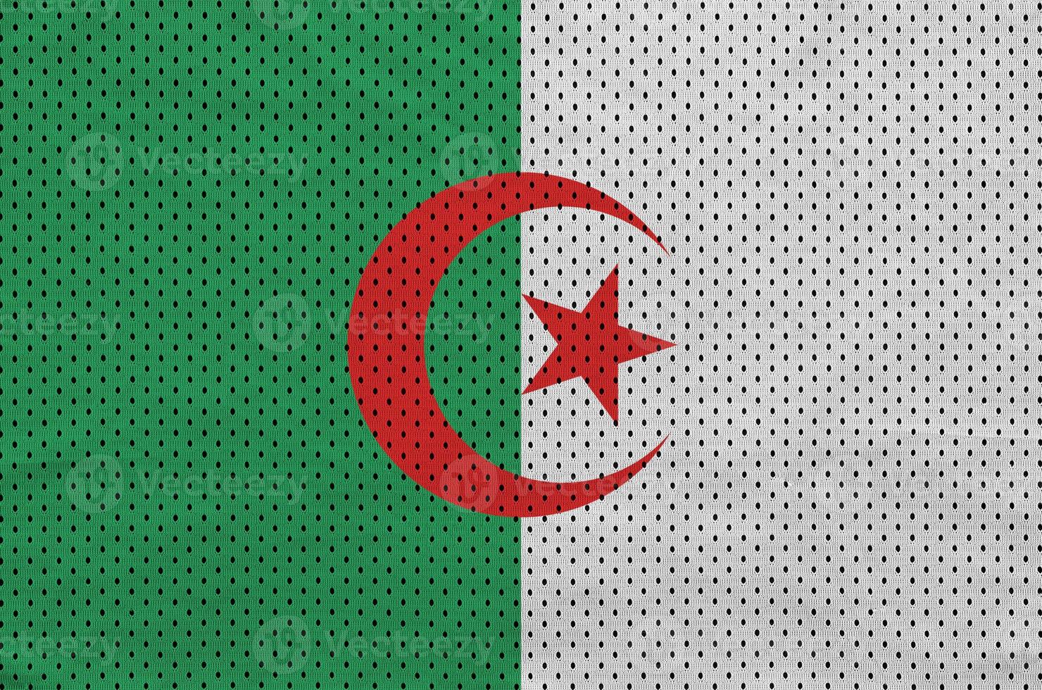 Algeria flag printed on a polyester nylon sportswear mesh fabric photo