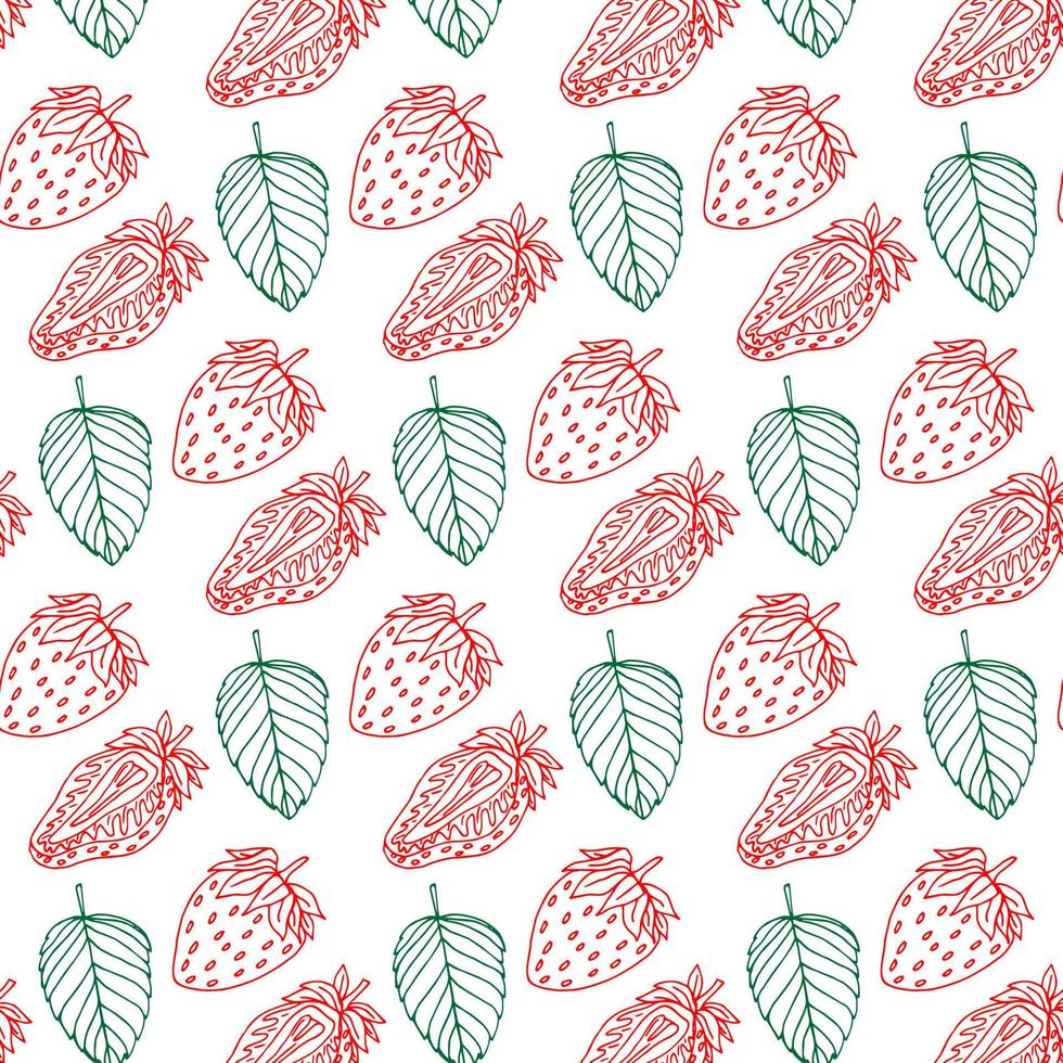 Sketch strawberry doodle seamless pattern vector