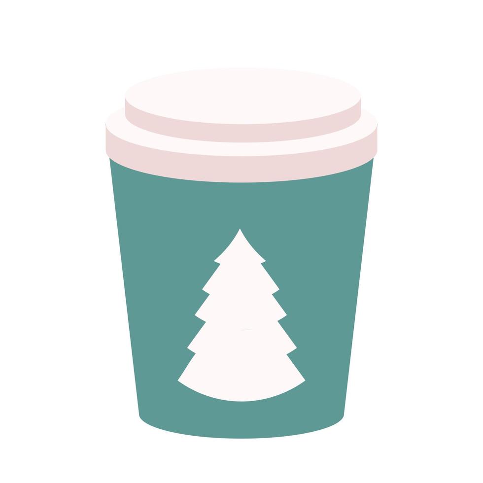 Christmas coffee cup with Christmas decoration. Isolated vector illustration.