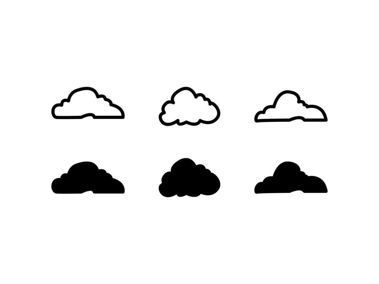 diseño gráfico con varias formas de siluetas de nubes y líneas adecuadas como complemento al diseño de imágenes prediseñadas vector