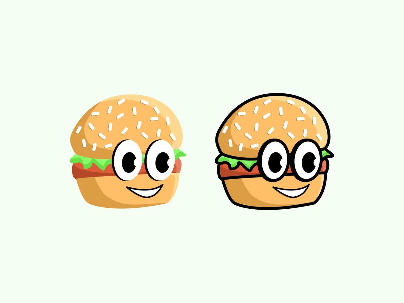 lindo diseño de dibujos animados de personajes de hamburguesas adecuado para complementar el diseño o usarse como logotipo vector