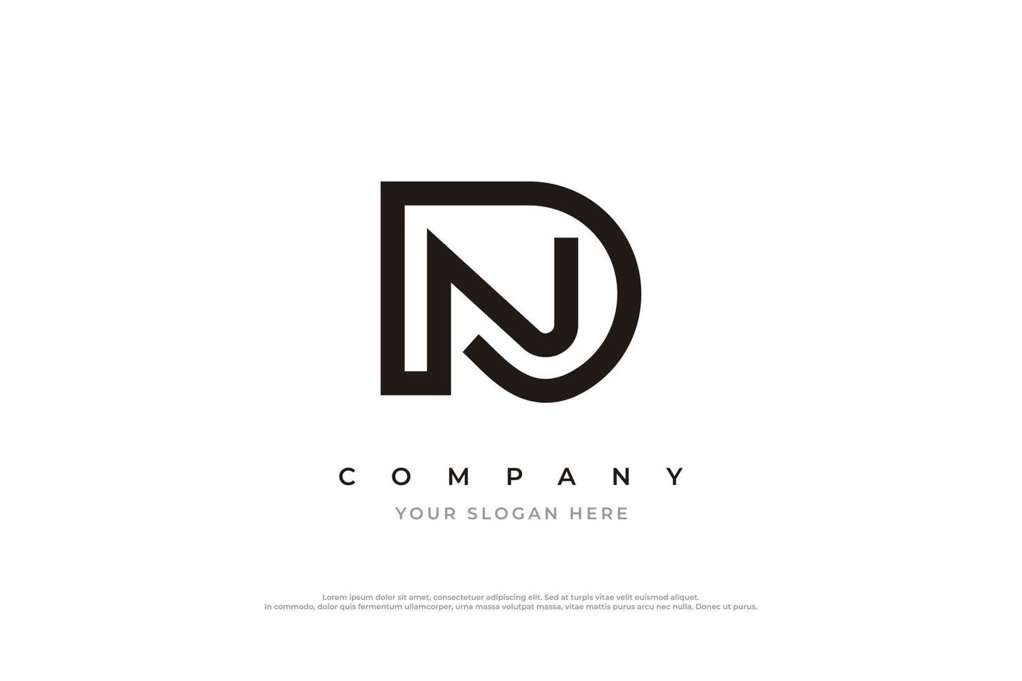 Initial Letter DN or ND Logo Design Vector