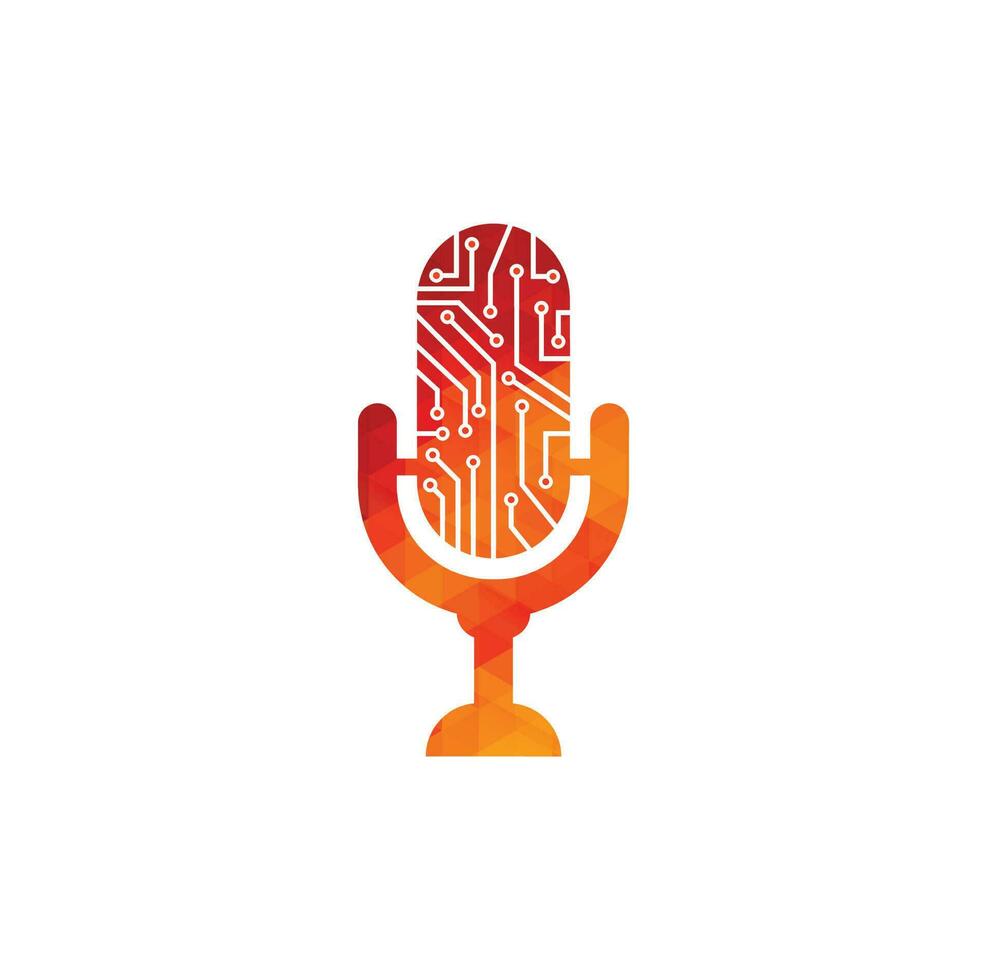 elemento de diseño de logotipo de icono de podcast de tecnología vector