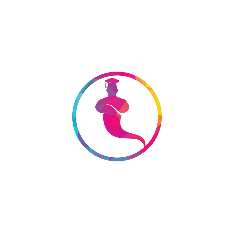 Graduate Genie logo. Genie Logo Design. Magic Fantasy genie concept logo. vector