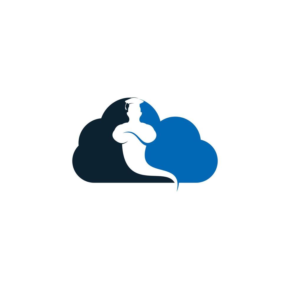 Graduate Genie cloud shape concept logo. Genie Logo Design. Magic
