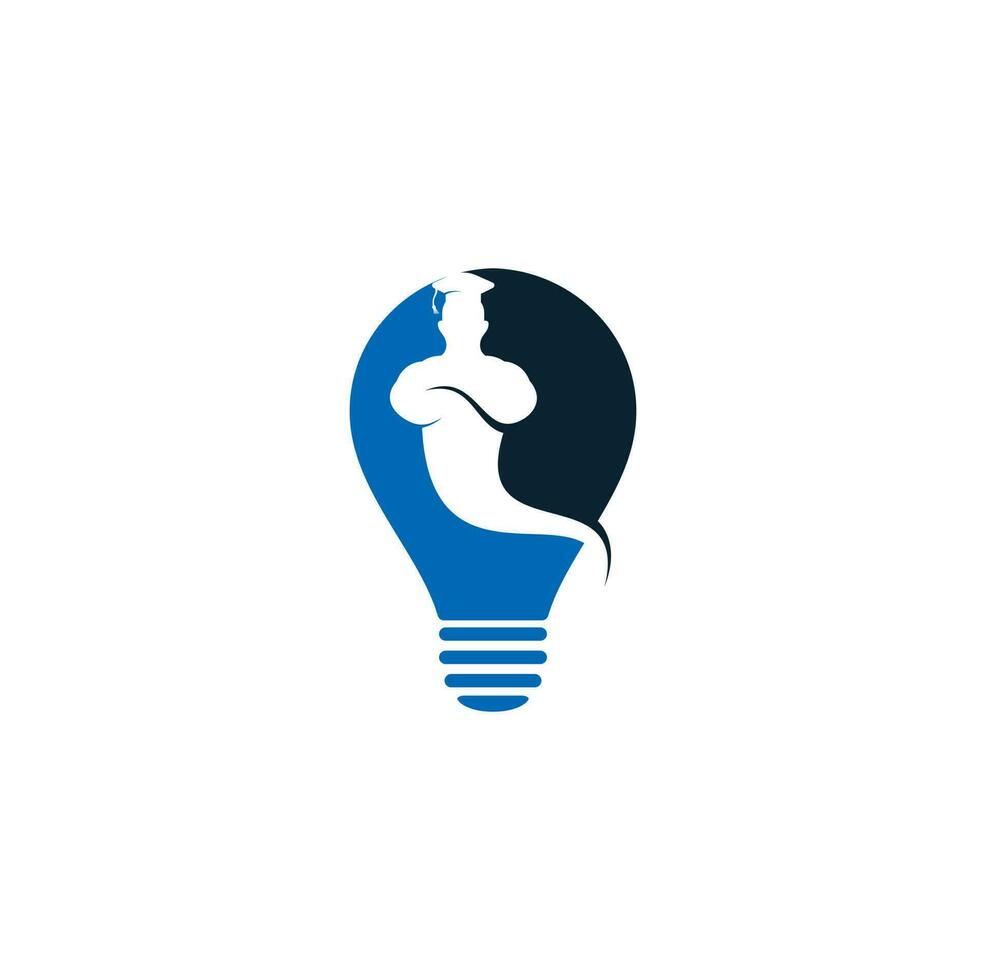 Graduate Genie bulb shape concept logo. Genie Logo Design. Magic Fantasy genie concept logo. vector