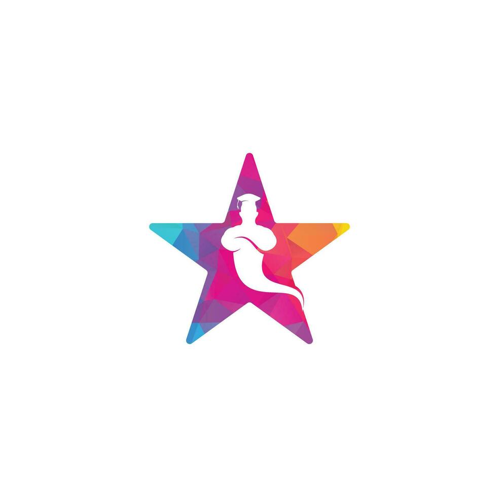 logotipo de concepto de forma de estrella de genio graduado. diseño del logo del genio. logotipo de concepto de genio de fantasía mágica. vector