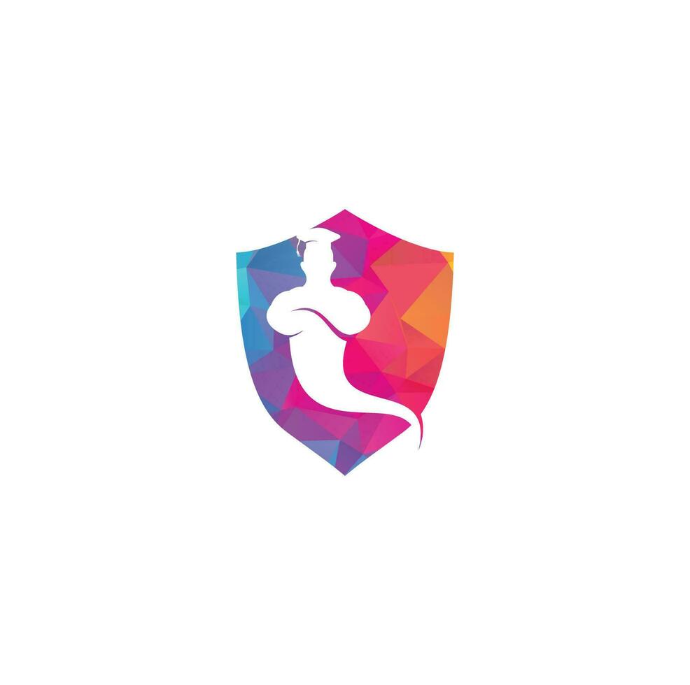 Graduate Genie logo. Genie Logo Design. Magic Fantasy genie concept logo. vector