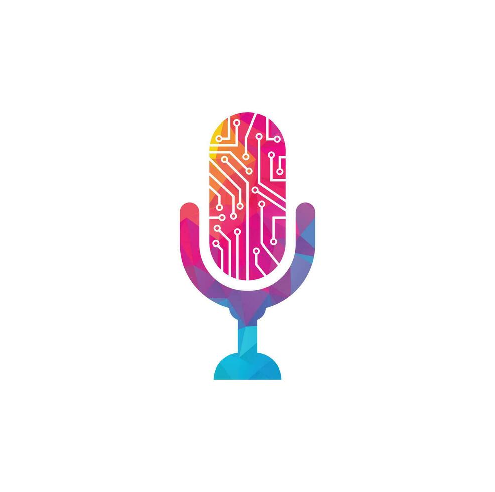 elemento de diseño de logotipo de icono de podcast de tecnología vector