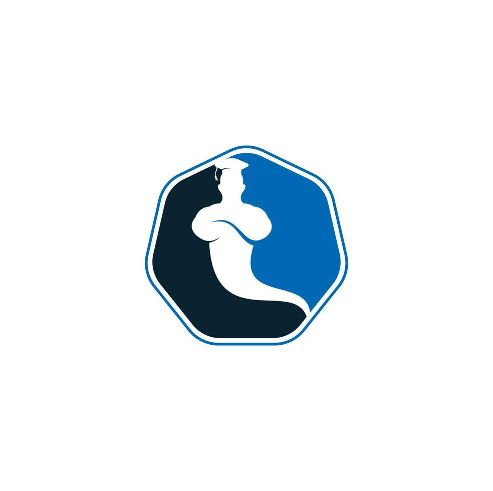 Graduate Genie logo. Genie Logo Design. Magic Fantasy genie concept logo. vector